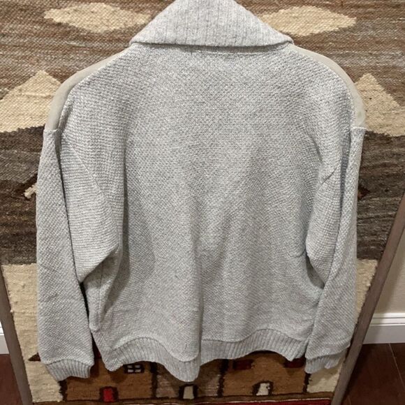 VTG Challenger cablekint and suede grey cardigan - Picture 3 of 10